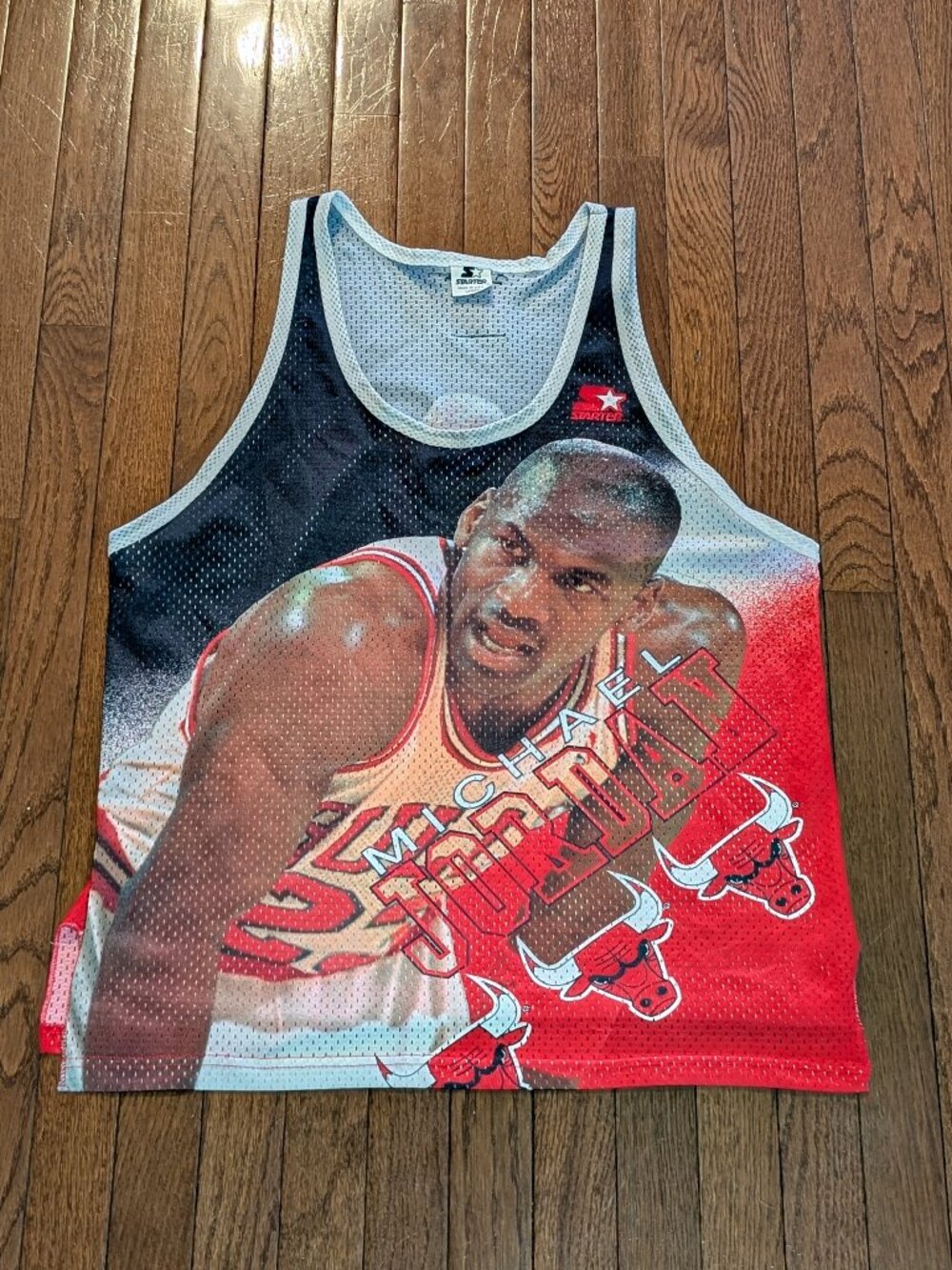 Vintage Michael Jordan Chicago Bulls All Over Print Double Sided Starter Jersey